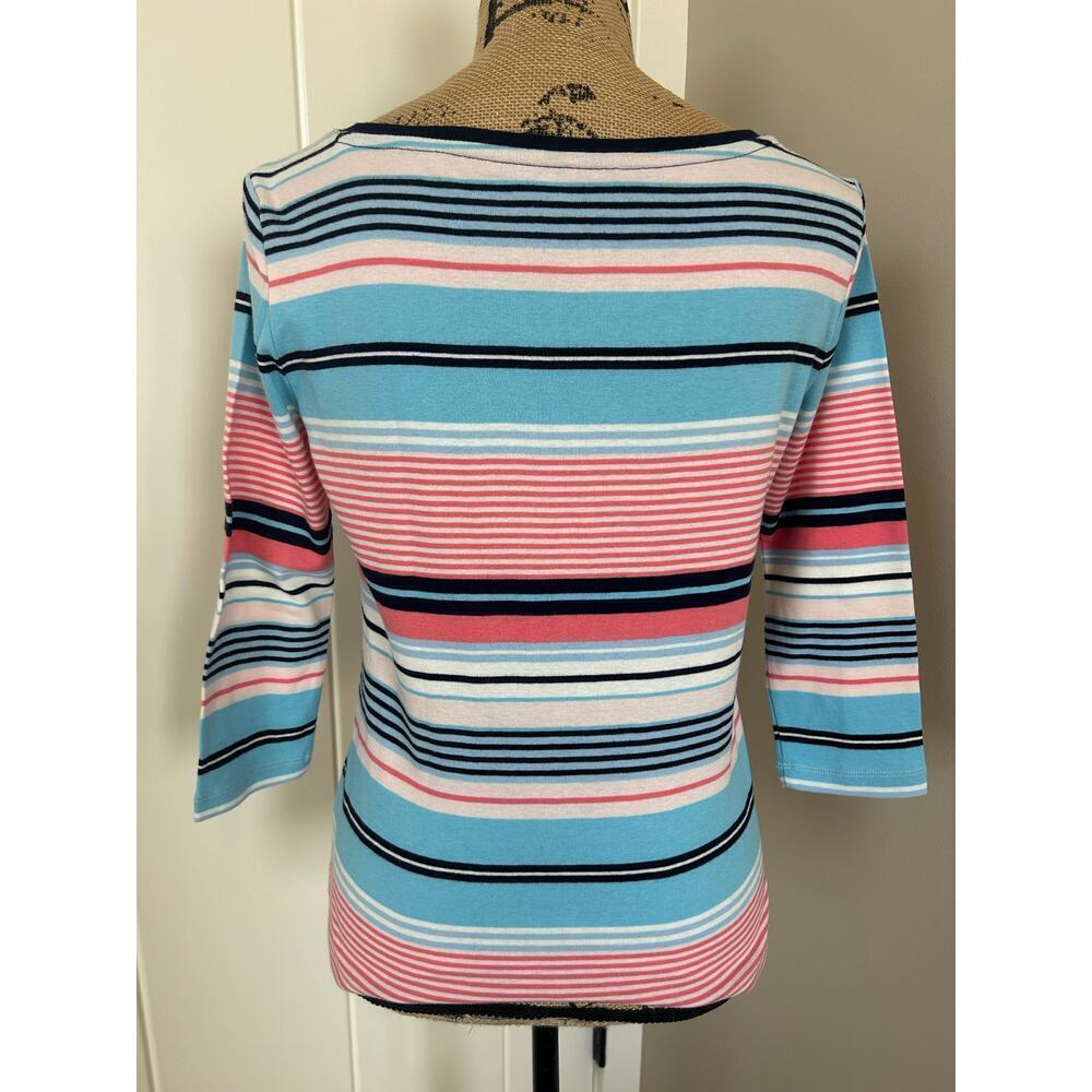 Talbots Pink and Blue Striped 100% Cotton Top Size XS - Picture 3 of 7